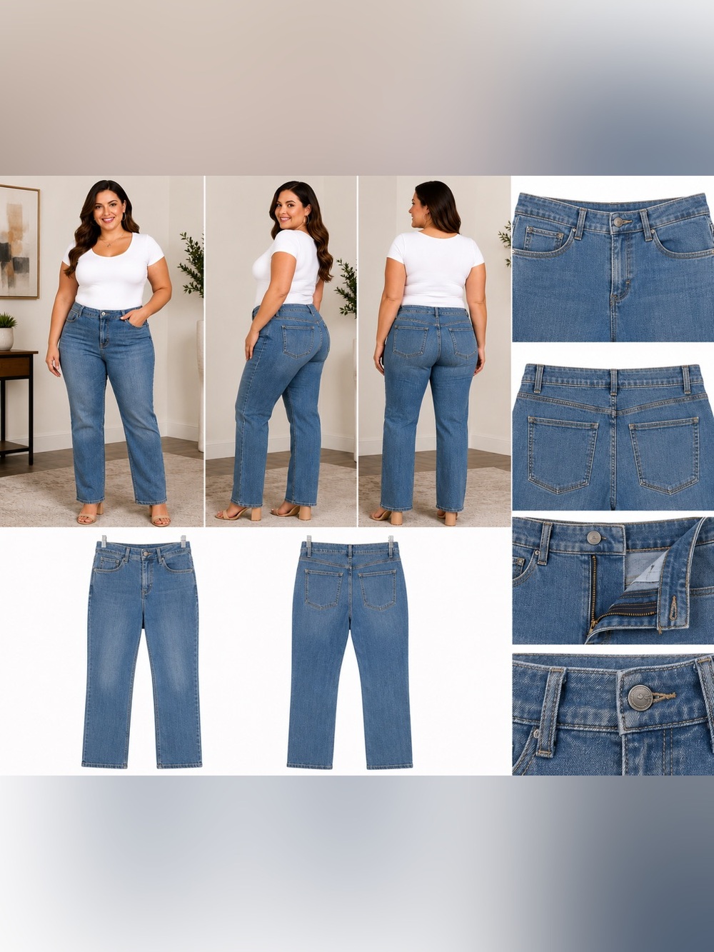 NWT Lee Classic Fit Straight Leg Jeans Medium Wash Size 16 Just Below Waist
